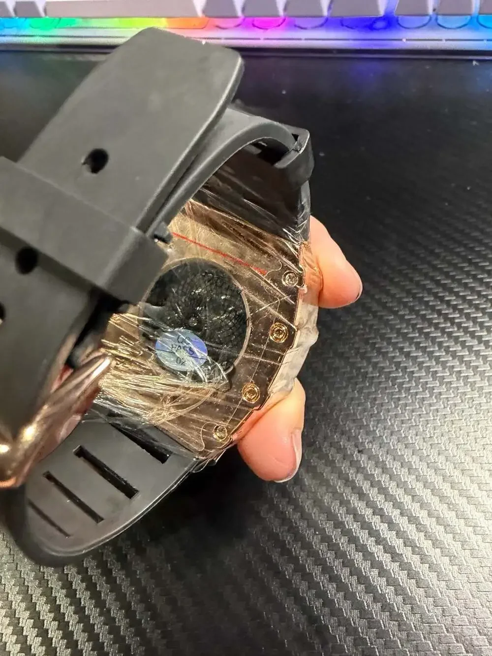 Unbranded Tonneau Skeleton Automatic Watch Rose Gold Tone